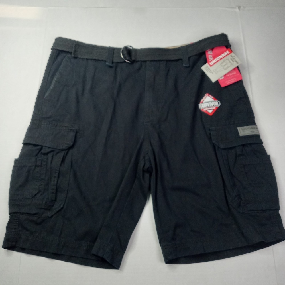 Unionbay Men's Vintage Survivor Cargo Shorts Size 40 Black + Belt Cotton